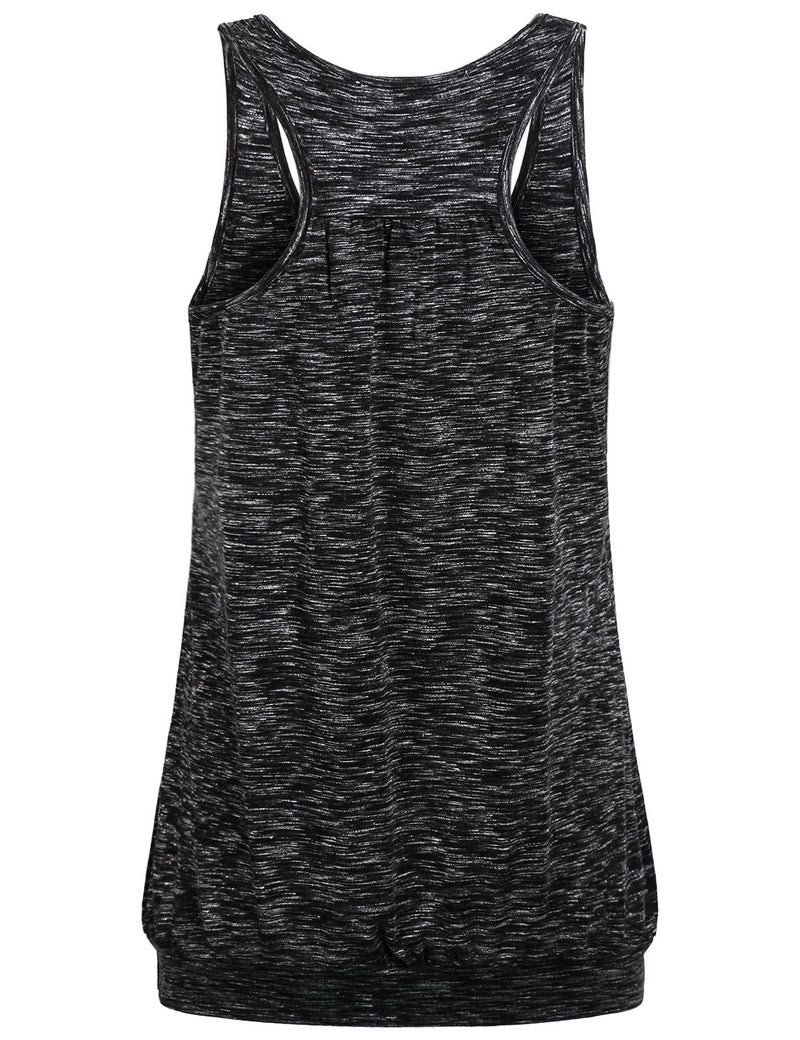 Miusey Workout Tank Tops for Women, Ladies Sleeveless Round Neck Racerback Activewear Running Yoga Shirts Summer Relaxed Stretch Clothes Black L - Image 2